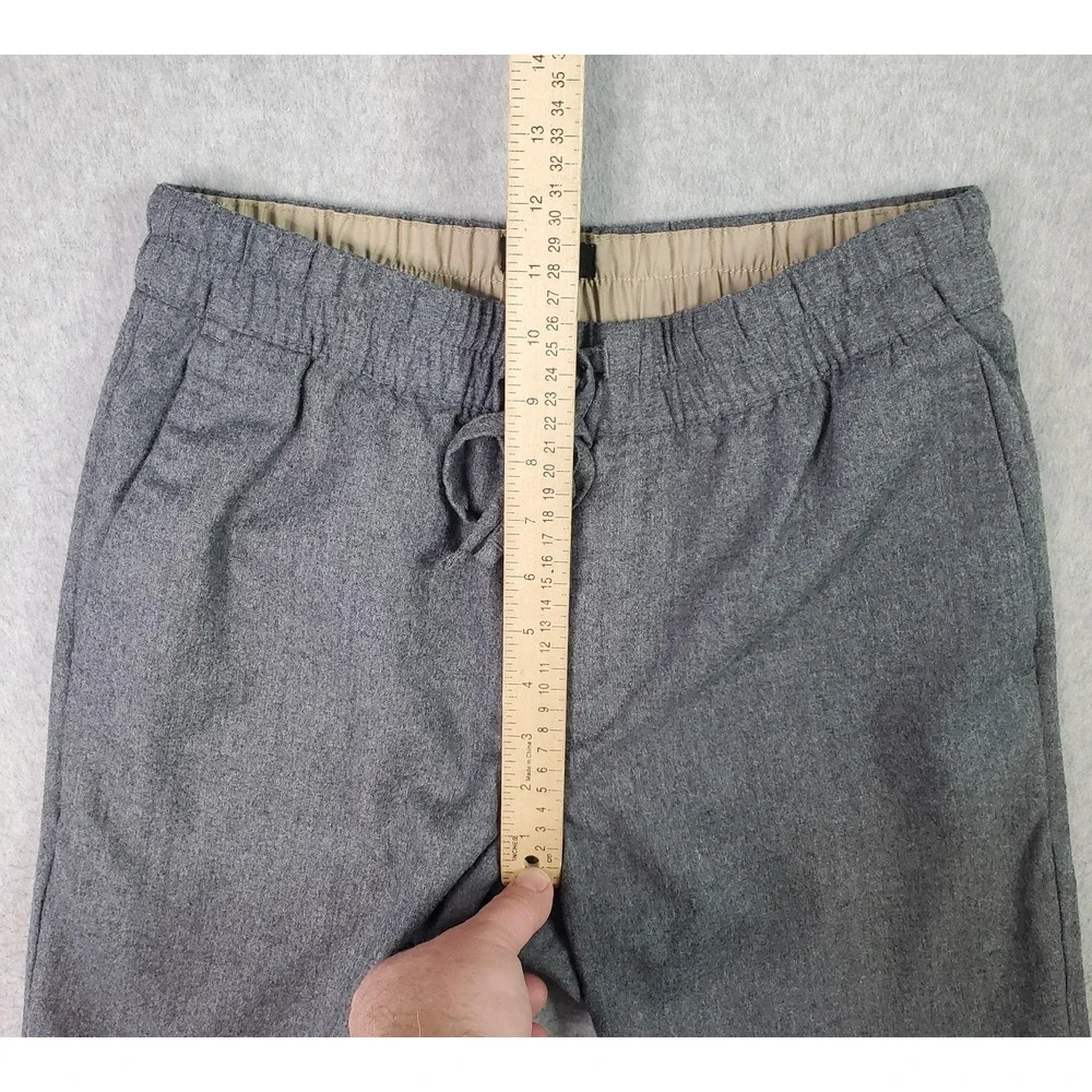 Banana Republic Wool Pants Mens Small Gray Flannel Tapered Fit Drawstring